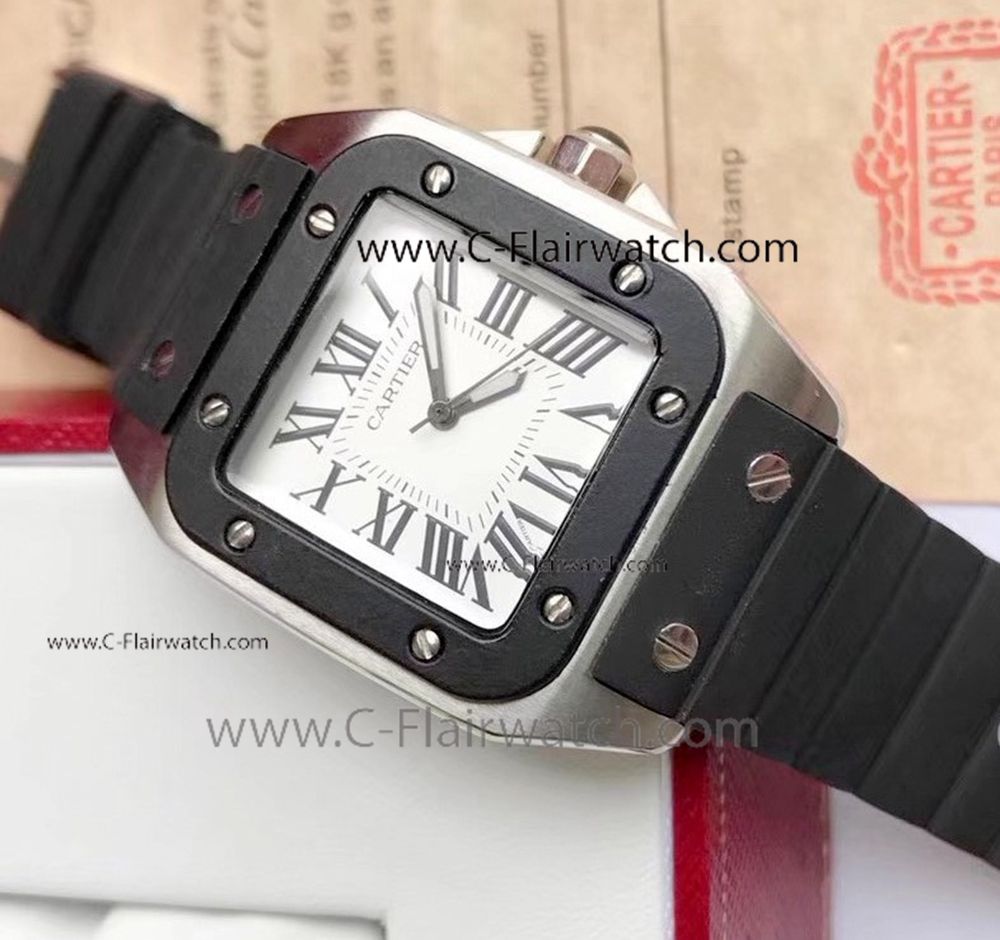 New Style Cartier Santos 100th Quartz Watch White Roman